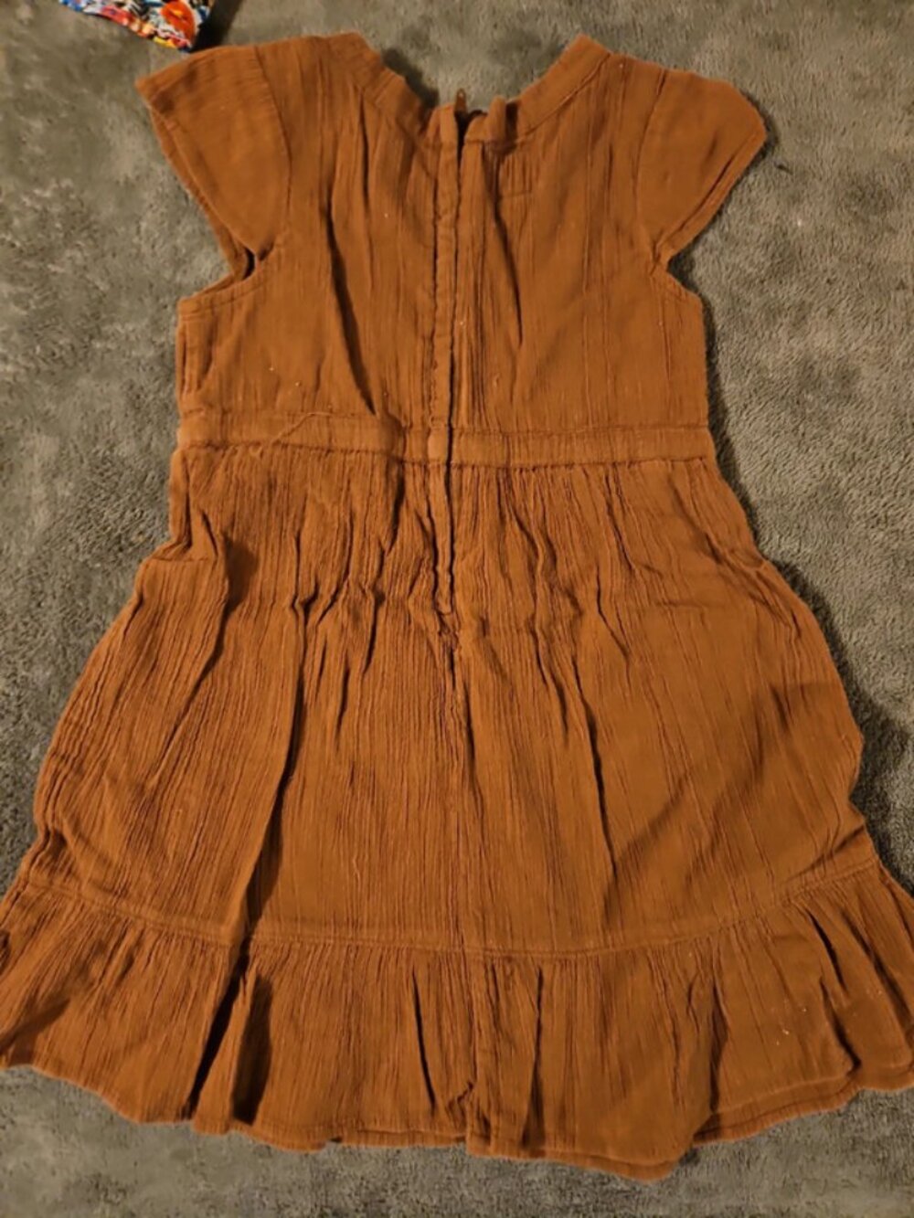 Old Navy Girls Gauze Dress Boho Faux-Wrap Tiered Brown Size 8-10